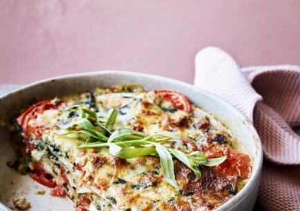 Lasagne met spinaziedragonsaus Lasagne met spinaziedragonsaus
