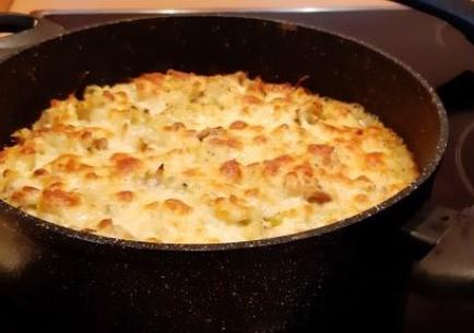 Gegratineerde stamppot spitskool met oesterzwammen en roomkaas Gegratineerde stamppot spitskool met oesterzwammen en roomkaas